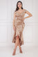 Sequined Velvet Bardot Hi-Low Frill Midi Dress DR3622