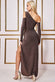 Cold Shoulder Lurex Maxi With Thigh Split DR3632