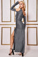 Cold Shoulder Lurex Maxi With Thigh Split DR3632