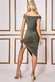Lurex Off The Shoulder Ruched Midi Dress DR3645