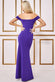 Pleated Bardot Scuba Maxi Dress DR3648