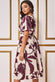 Leaf Print Flutter Sleeve Midi Dress DR3651