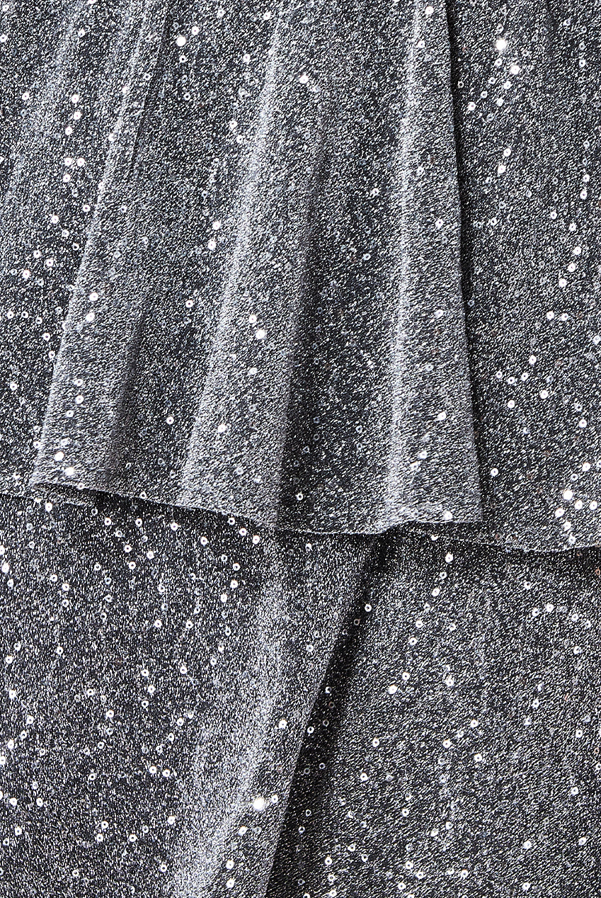 Patterned Sequin Lurex Tiered Midi Dress With Flutter Sleeves DR3656