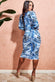 Tropical Print Midi With Batwing Sleeves DR3662
