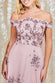 Embroidered Sequin Scallop Lace High Low Midi Dress DR3675