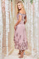 Embroidered Sequin Scallop Lace High Low Midi Dress DR3675