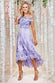 Embroidered Sequin Scallop Lace High Low Midi Dress DR3675