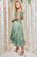 Embroidered Sequin Scallop Lace High Low Midi Dress DR3675