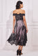 Embroidered Sequin Scallop Lace High Low Midi Dress DR3675