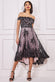 Embroidered Sequin Scallop Lace High Low Midi Dress DR3675