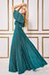 Patterned Sequin Lurex Flutter Sleeve Maxi Dress DR3680