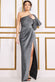 Draped Frill One Shoulder Lurex Maxi Dress DR3693