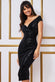 Sequined Velvet Bardot Midi Dress DR3720