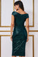 Patterned Sequin Bardot Midi Dress DR3720A