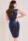 Patterned Sequin Bardot Midi Dress DR3720A