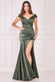 Satin Off Shoulder Pleated Maxi Dress DR3731