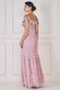 Sequin Embroidered Scallop Bardot Tiered Ruffles Maxi Dress DR3742