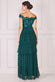 Sequin Embroidered Scallop Bardot Tiered Ruffles Maxi Dress DR3742