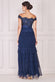 Sequin Embroidered Scallop Bardot Tiered Ruffles Maxi Dress DR3742