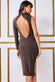 Open Back One Sleeve Lurex Midi Dress DR3749
