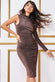 Open Back One Sleeve Lurex Midi Dress DR3749
