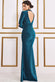 Lurex High Neck Ruched Split Maxi Dress DR3753