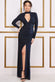 Lurex High Neck Ruched Split Maxi Dress DR3753