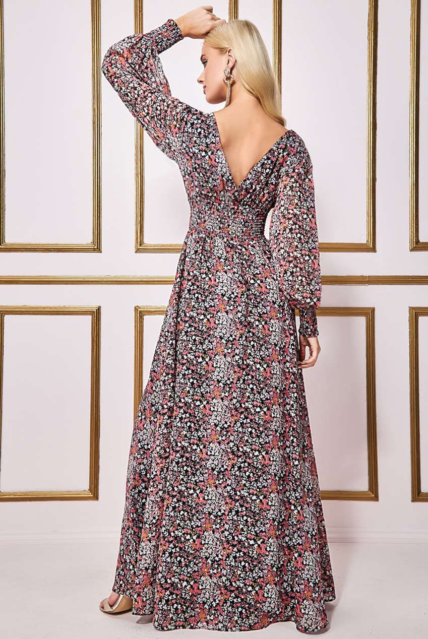 Long Sleeve Maxi Shirred Waistband DR3765A