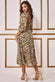 Leaf Print Shirred Back Midi Dress DR3767B