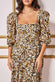 Leaf Print Shirred Back Midi Dress DR3767B