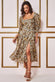 Leaf Print Shirred Back Midi Dress DR3767B