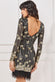 Sequin And Feather Open Back Mini DR3770A