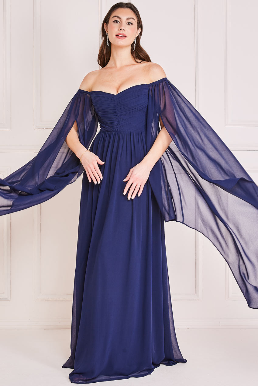 Chiffon Off The Shoulder Maxi With Wings DR3780