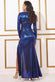 Plunge Neck Pleated Foil Maxi Dress DR3791