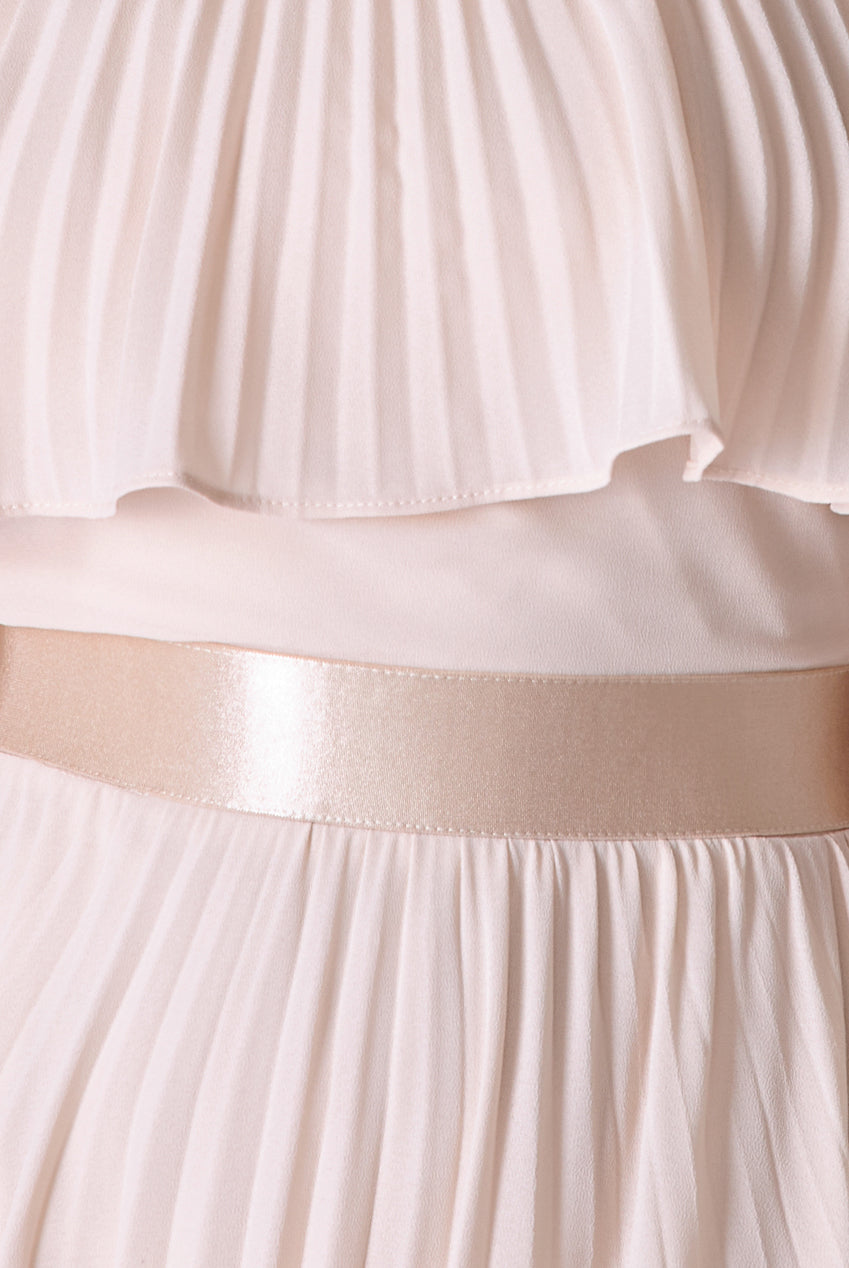 Pleated Chiffon Off Shoulder Maxi Dress DR3805