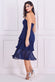 Pleated Bandeau Bodice Chiffon Tiered Midi Dress DR3811