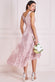 Pleated Satin V Neck High And Low Midi Dress DR3813QZ