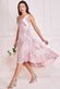 Pleated Satin V Neck High And Low Midi Dress DR3813QZ
