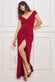 Scuba Crepe Bardot Wrap Maxi Dress DR3842