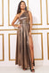 One Shoulder Slinky Foil Flared Maxi Dress DR3856