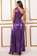 One Shoulder Slinky Foil Flared Maxi Dress DR3856