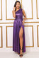 One Shoulder Slinky Foil Flared Maxi Dress DR3856