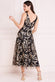 Pattern Embroidered Sequin Mesh Skater Midi Dress DR3860