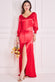 Front Split Shirred Sleeve Hem Maxi DR3862
