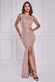 Sequin Embroidered Chorded Scallop Lace Mermaid Bardot Maxi Dress DR3890