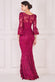 Floral Wine Pattern Embroidered Scallop Lace Maxi Dress DR3897