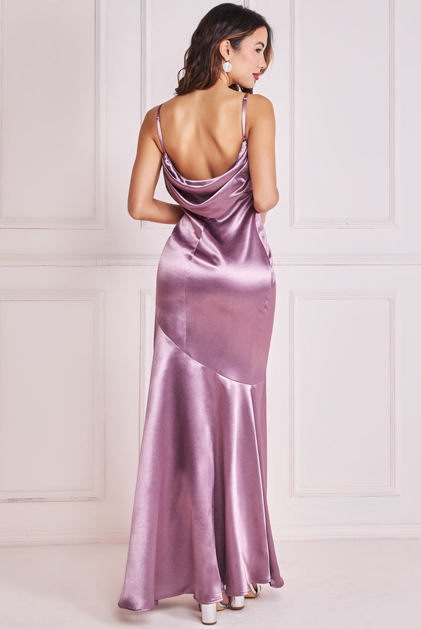 goddiva cowl back satin maxi dress product info and reviews Cowl Back Satin Maxi - Rosepink