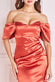 Satin Off Shoulder Bardot Maxi Dress DR3923