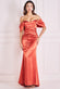 Satin Off Shoulder Bardot Maxi Dress DR3923