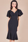 Scuba Crepe Wrap Bodice Midi Dress With Flared Sleeve DR3952